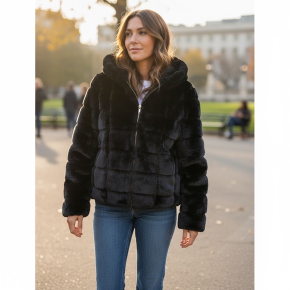 Jackets & Blazers - Women’s Faux Fur Hooded Jacket size M. NWT